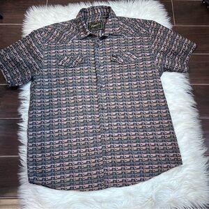 Howler Brothers Pearl Snap Shirt Mens L Geometric Ranchero Pocket Western Cactus